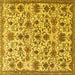 Square Machine Washable Persian Yellow Traditional Rug, wshtr3991yw