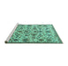 Sideview of Machine Washable Persian Turquoise Traditional Area Rugs, wshtr3991turq