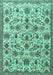 Machine Washable Persian Turquoise Traditional Area Rugs, wshtr3991turq