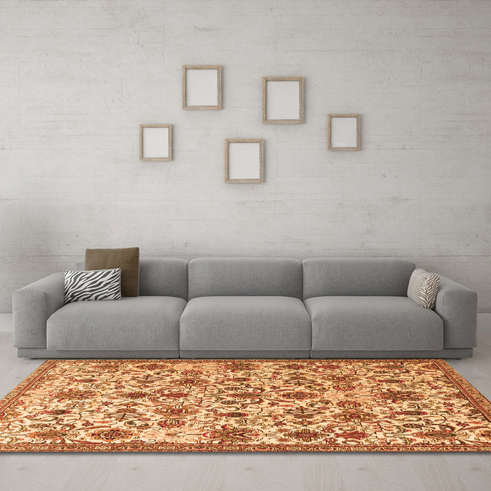 Machine Washable Persian Orange Traditional Area Rugs in a Living Room, wshtr3991org
