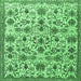 Square Machine Washable Persian Emerald Green Traditional Area Rugs, wshtr3991emgrn