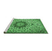 Sideview of Machine Washable Medallion Emerald Green Traditional Area Rugs, wshtr3992emgrn