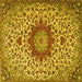 Square Medallion Yellow Traditional Rug, tr3992yw