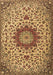 Machine Washable Medallion Brown Traditional Rug, wshtr3992brn