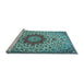 Sideview of Machine Washable Medallion Light Blue Traditional Rug, wshtr3992lblu