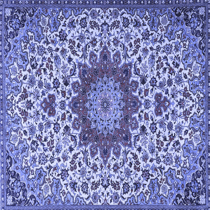 Square Machine Washable Medallion Blue Traditional Rug, wshtr3992blu