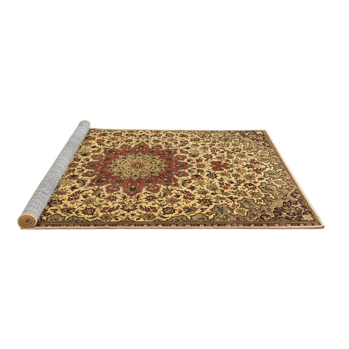 Sideview of Machine Washable Medallion Brown Traditional Rug, wshtr3992brn