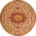 Machine Washable Medallion Orange Traditional Area Rugs, wshtr3992org