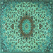 Square Medallion Turquoise Traditional Rug, tr3992turq