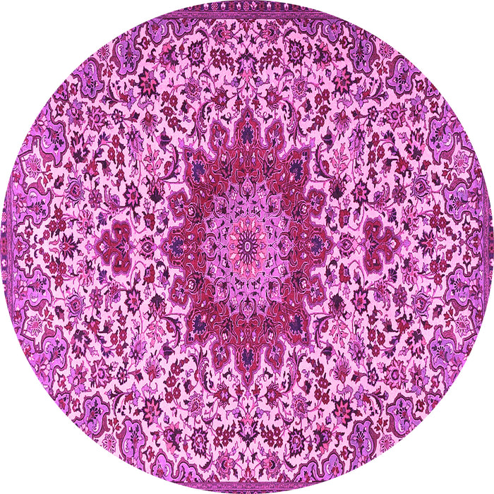 Round Medallion Pink Traditional Rug, tr3992pnk