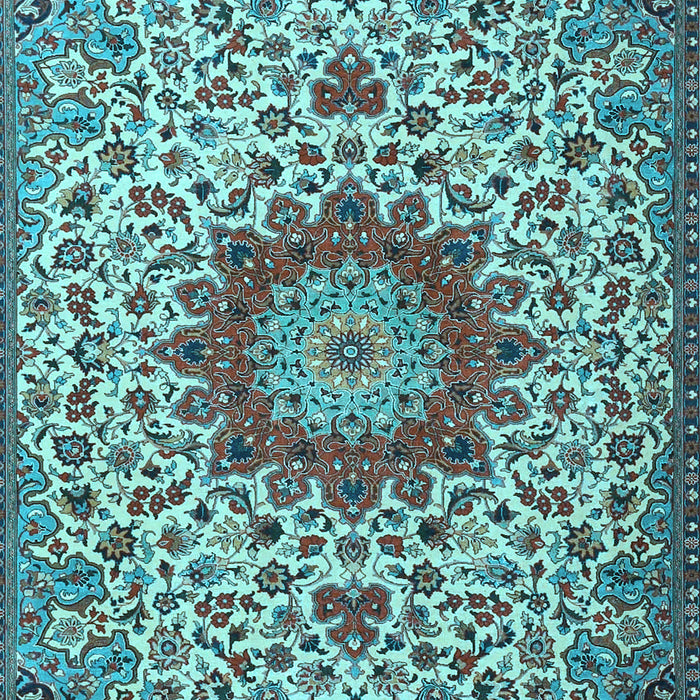 Machine Washable Medallion Light Blue Traditional Rug, wshtr3992lblu