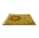 Sideview of Machine Washable Medallion Yellow Traditional Rug, wshtr3992yw