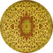 Round Medallion Yellow Traditional Rug, tr3992yw