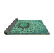 Sideview of Medallion Turquoise Traditional Rug, tr3992turq