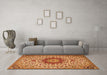 Machine Washable Medallion Orange Traditional Area Rugs in a Living Room, wshtr3992org