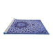 Sideview of Machine Washable Medallion Blue Traditional Rug, wshtr3992blu