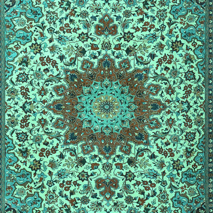 Machine Washable Medallion Turquoise Traditional Area Rugs, wshtr3992turq