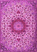 Machine Washable Medallion Pink Traditional Rug, wshtr3992pnk