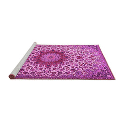 Sideview of Machine Washable Medallion Pink Traditional Rug, wshtr3992pnk