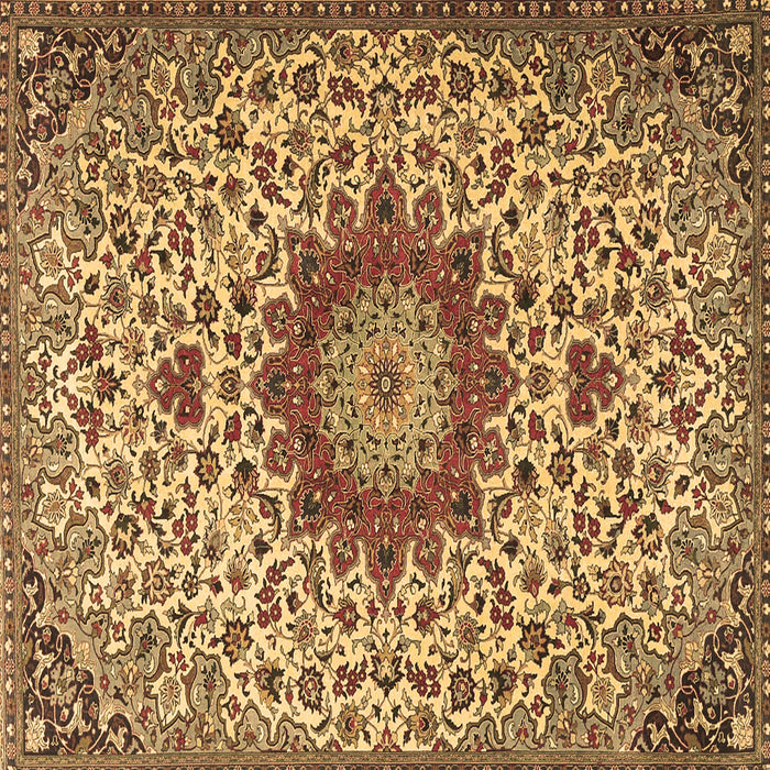 Square Machine Washable Medallion Brown Traditional Rug, wshtr3992brn