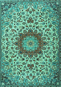 Medallion Turquoise Traditional Rug, tr3992turq