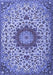 Machine Washable Medallion Blue Traditional Rug, wshtr3992blu