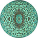 Round Medallion Turquoise Traditional Rug, tr3992turq
