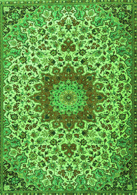 Medallion Green Traditional Rug, tr3992grn