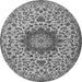 Machine Washable Medallion Gray Traditional Rug, wshtr3992gry