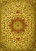 Machine Washable Medallion Yellow Traditional Rug, wshtr3992yw