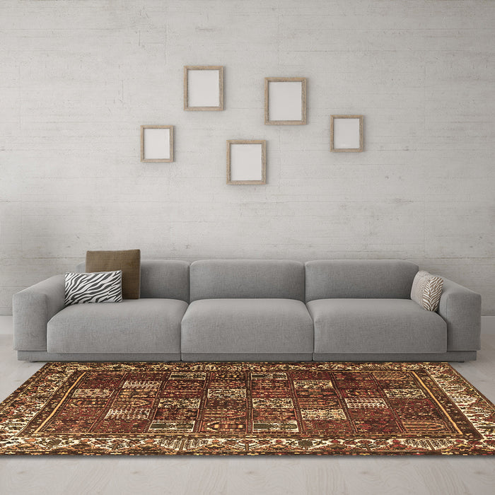 Machine Washable Persian Brown Traditional Rug in a Living Room,, wshtr3993brn