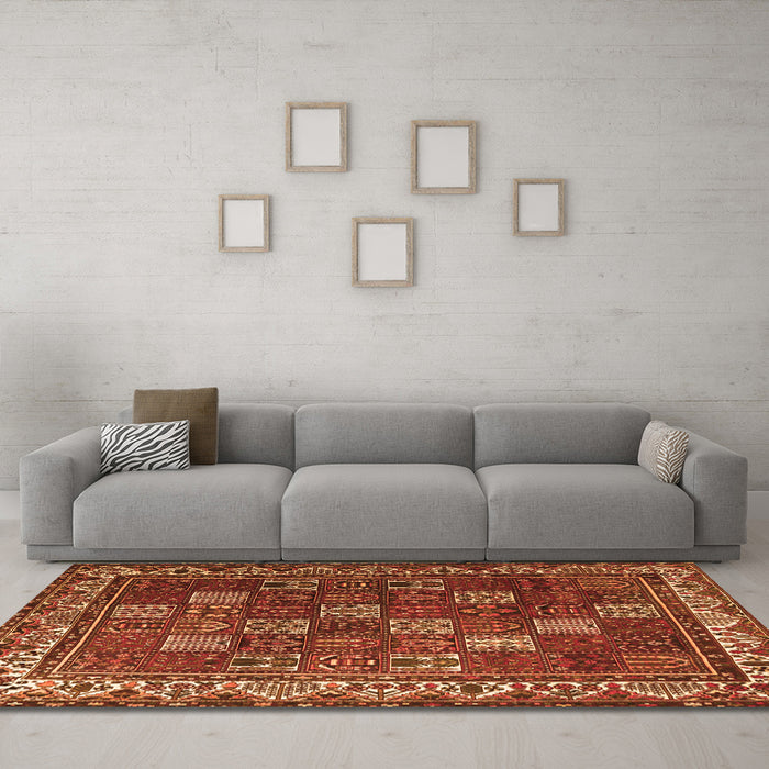 Machine Washable Persian Orange Traditional Area Rugs in a Living Room, wshtr3993org