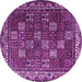 Round Machine Washable Persian Purple Traditional Area Rugs, wshtr3993pur