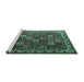 Sideview of Machine Washable Persian Turquoise Traditional Area Rugs, wshtr3993turq