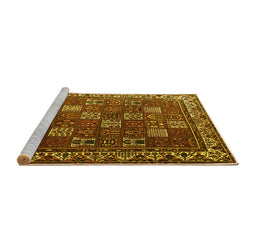 Sideview of Machine Washable Persian Yellow Traditional Rug, wshtr3993yw
