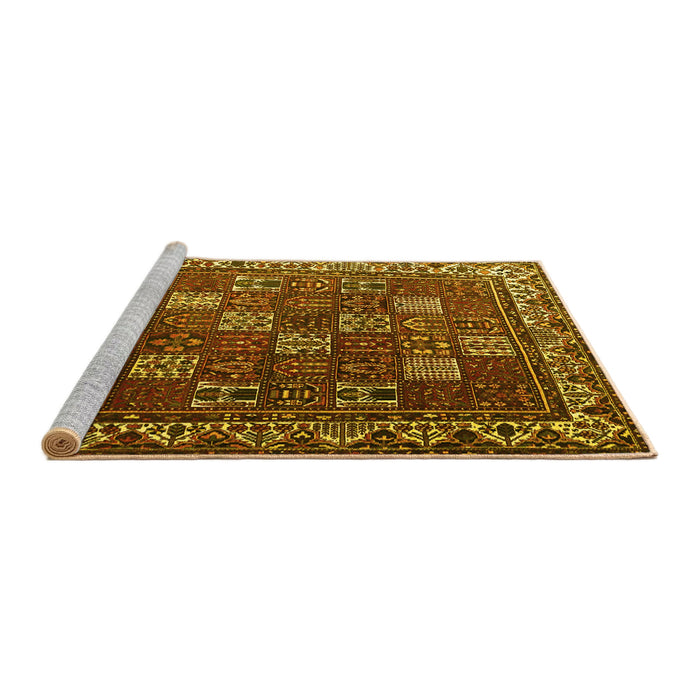 Sideview of Machine Washable Persian Yellow Traditional Rug, wshtr3993yw