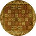 Round Machine Washable Persian Yellow Traditional Rug, wshtr3993yw