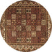 Round Persian Brown Traditional Rug, tr3993brn