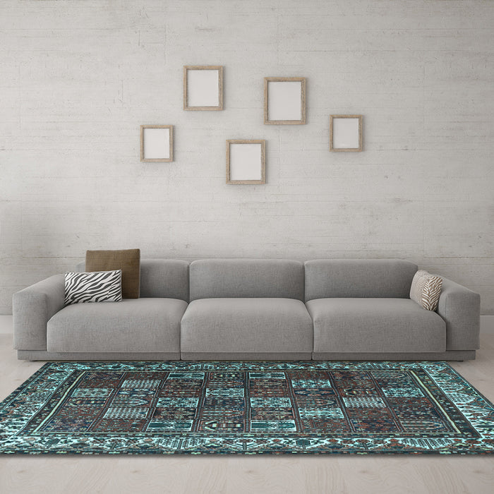 Machine Washable Persian Light Blue Traditional Rug in a Living Room, wshtr3993lblu