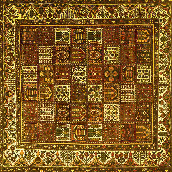 Square Machine Washable Persian Yellow Traditional Rug, wshtr3993yw