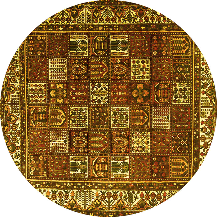 Round Persian Yellow Traditional Rug, tr3993yw