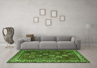 Machine Washable Persian Green Traditional Rug, wshtr3993grn