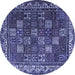 Round Persian Blue Traditional Rug, tr3993blu