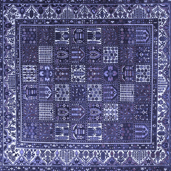 Square Machine Washable Persian Blue Traditional Rug, wshtr3993blu