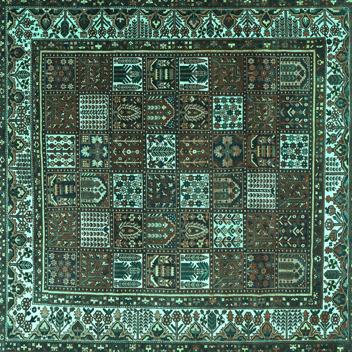 Square Machine Washable Persian Turquoise Traditional Area Rugs, wshtr3993turq