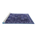 Sideview of Machine Washable Persian Blue Traditional Rug, wshtr3993blu