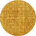 Round Persian Yellow Traditional Rug, tr3994yw