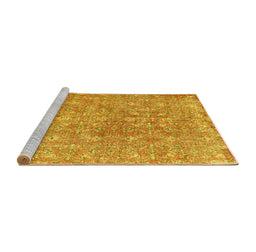 Sideview of Machine Washable Persian Yellow Traditional Rug, wshtr3994yw