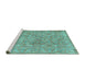 Sideview of Machine Washable Persian Turquoise Traditional Area Rugs, wshtr3994turq