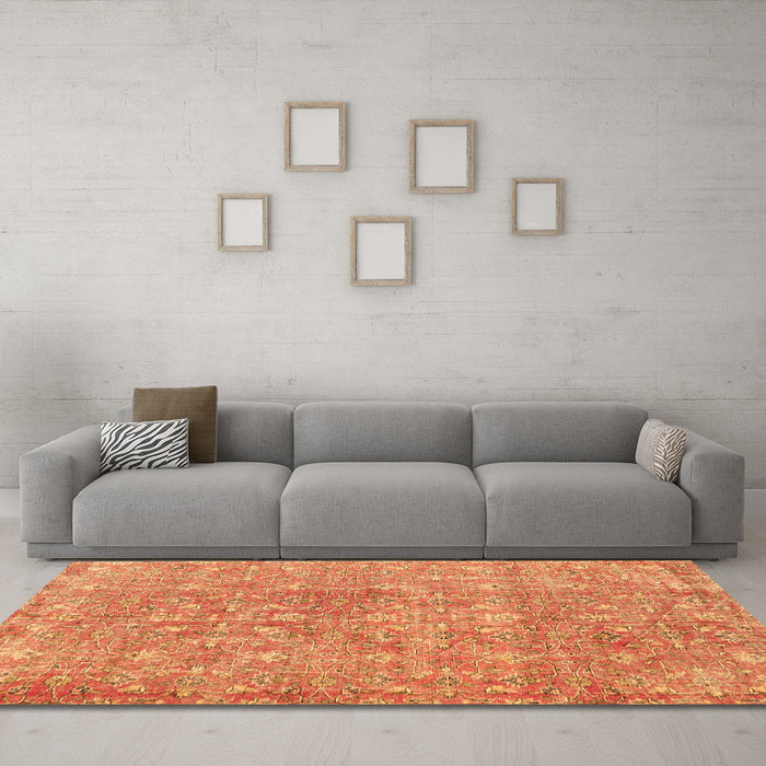 Machine Washable Persian Orange Traditional Area Rugs in a Living Room, wshtr3994org